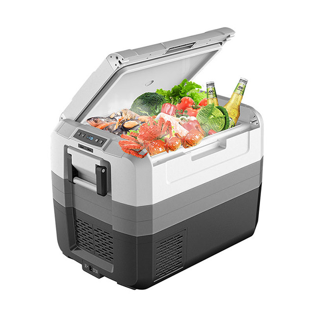 Small Car Fridge With Freezer 12 Volt With LCD Temperature Control 