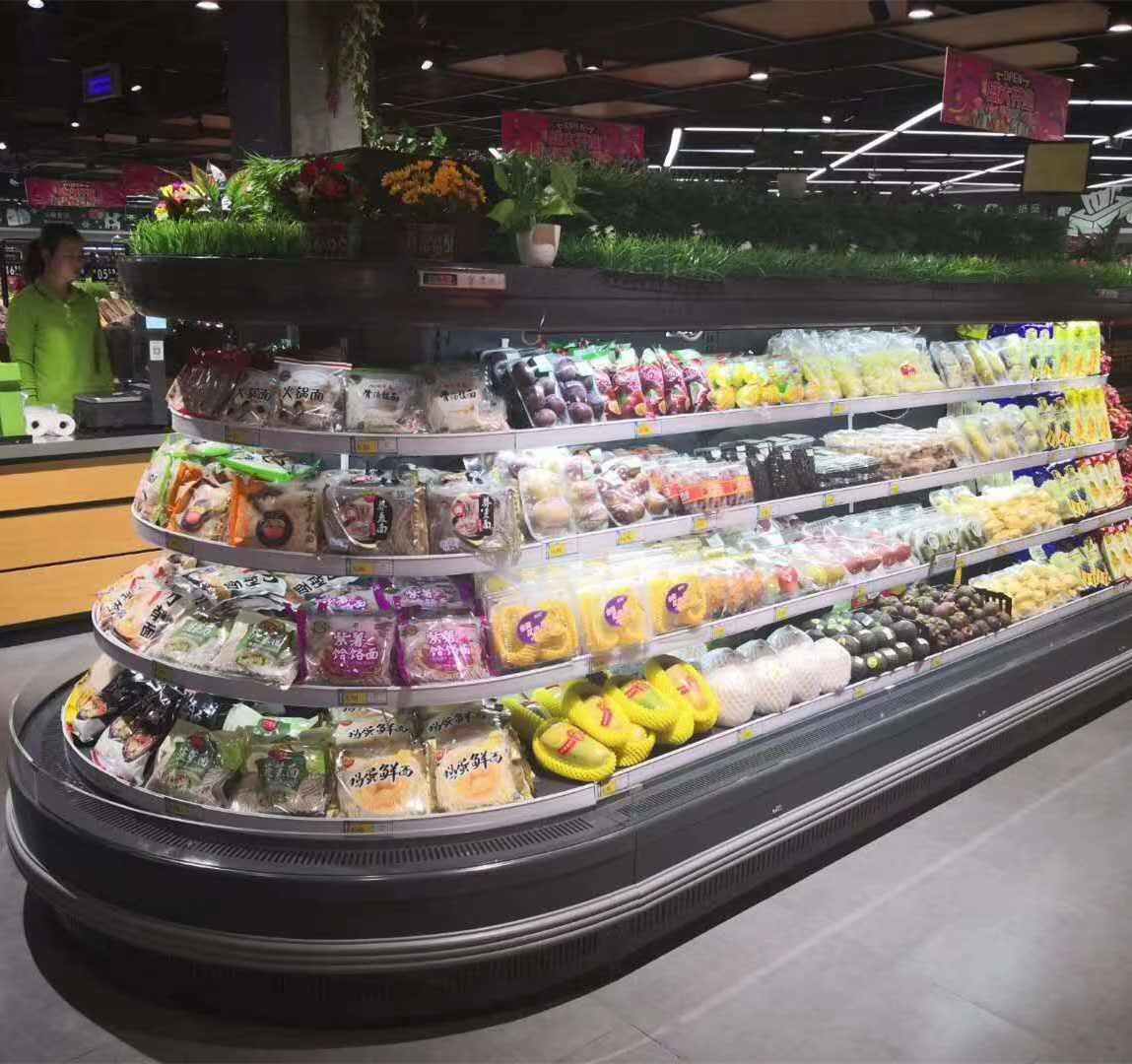 Supermarket Equipment Circle Vegetable Display Refrigerator Island